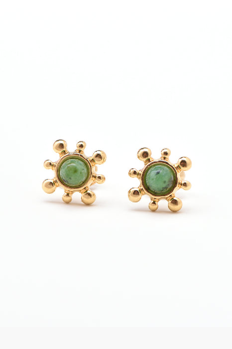 Earring stainless steel gold-plated ruby zoisite