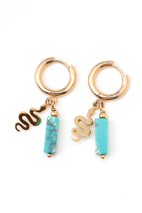 Earring stainless steel gold-plated Imperial stone long with snake