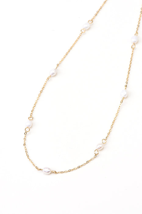 Necklace stainless steel gold-plated freshwater pearl 40+5cm