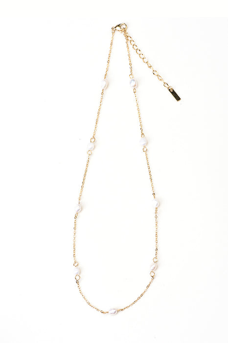 Necklace stainless steel gold-plated freshwater pearl 40+5cm