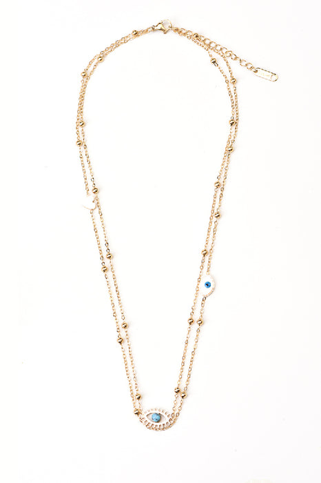 Kette Edelstahl vergoldet blauer Türkis Auge 40+5cm