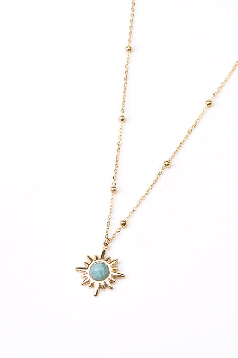 Kette Edelstahl vergoldet blauer Amazonit Stern 40+5cm