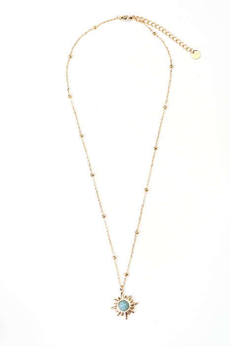 Kette Edelstahl vergoldet blauer Amazonit Stern 40+5cm