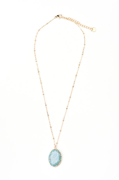 Kette Edelstahl vergoldet blauer Amazonit oval 40+5cm