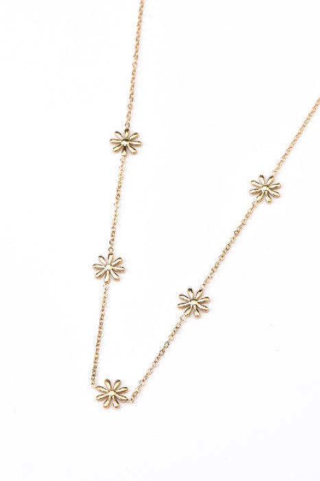 Chaîne en acier inoxydable plaqué or 5 petits flocons de neige 40+5cm