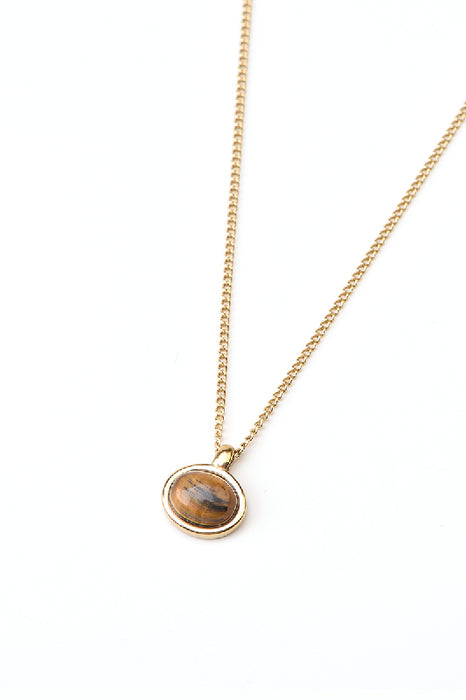 Chaîne en acier inoxydable plaqué or œil de tigre ovale 40+5cm