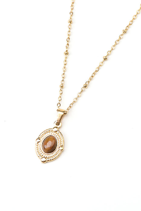 Kette Edelstahl vergoldet Tigerauge 40+5cm