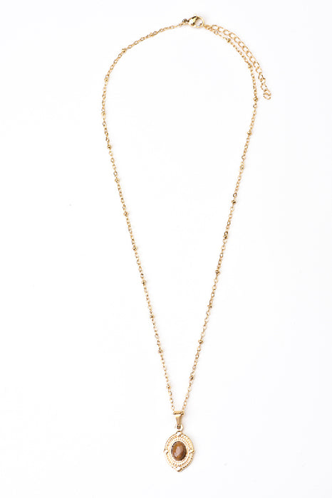 Kette Edelstahl vergoldet Tigerauge 40+5cm