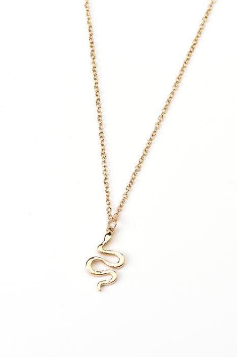 Kette Edelstahl vergoldet Malachit in Schlangen Anhänger 40+5cm