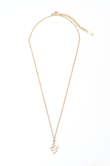 Kette Edelstahl vergoldet Malachit in Schlangen Anhänger 40+5cm