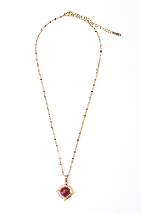 Kette Edelstahl vergoldet roter Jasper gefasst 40+5cm