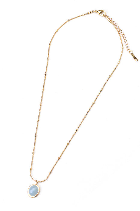 Gold-plated stainless steel necklace with aquamarine, 40+5cm