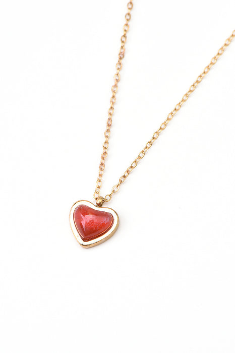 Chain stainless steel gold-plated carnelian heart-shaped 40+5cm