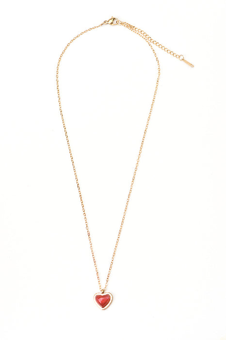 Chain stainless steel gold-plated carnelian heart-shaped 40+5cm