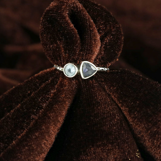 Silberring Iolit, blauer Topaz