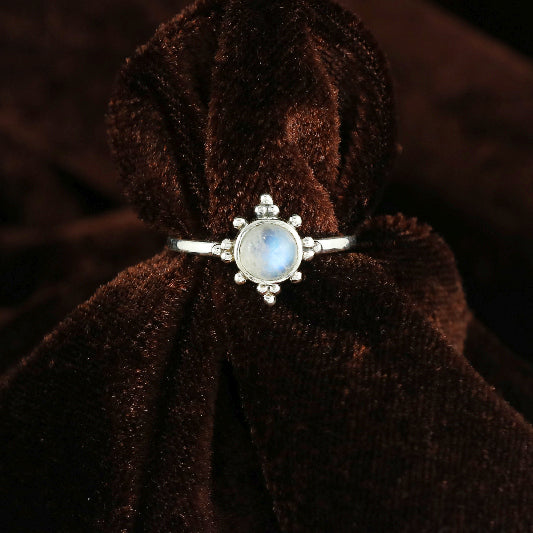 Bague argent pierre de lune arc-en-ciel