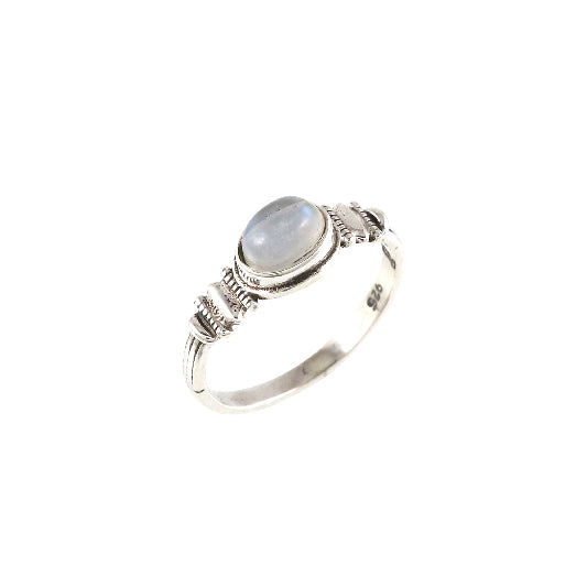 Bague argent pierre de lune arc-en-ciel