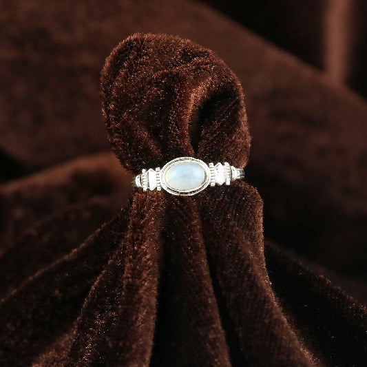 Bague argent pierre de lune arc-en-ciel