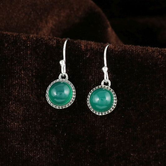 Boucle d'oreille argent onyx vert