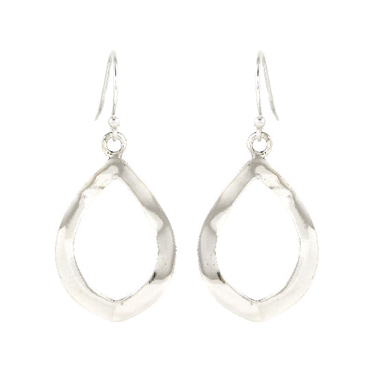 Boucle d'oreille en argent en forme de larme ovale