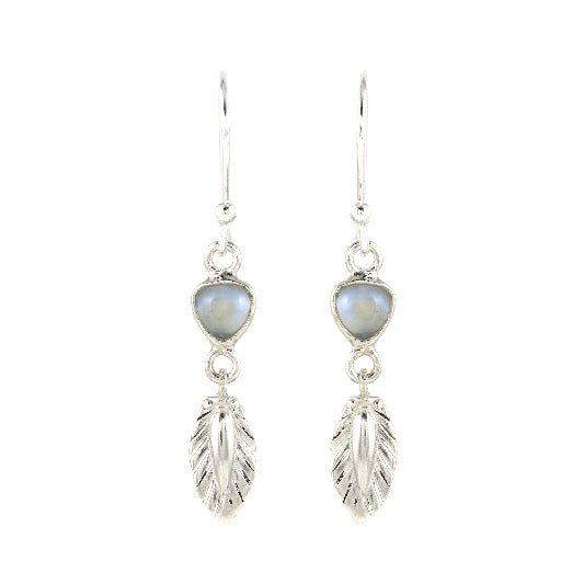 Boucle d'oreille en argent pierre de lune arc-en-ciel