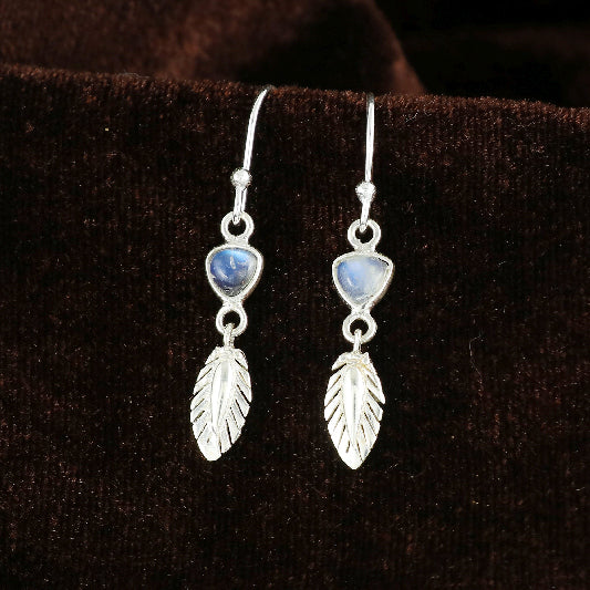 Boucle d'oreille en argent pierre de lune arc-en-ciel