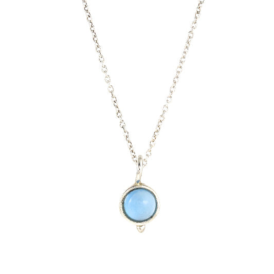 Silver necklace with blue chalcedony pendant