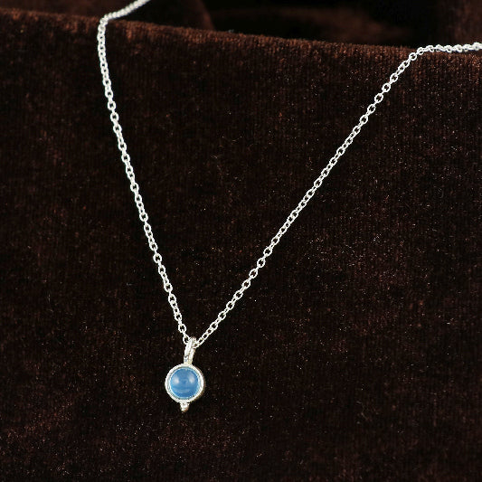 Silver necklace with blue chalcedony pendant