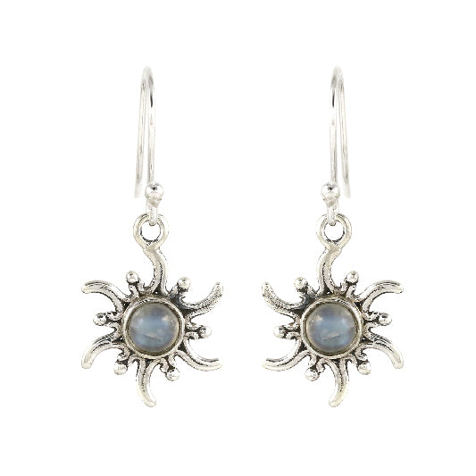 Silver earring rainbow moonstone