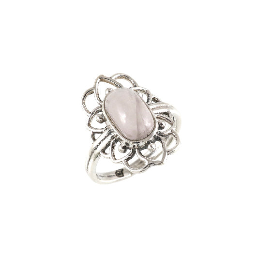 Bague en argent quartz rose