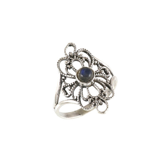 Silver ring labradorite
