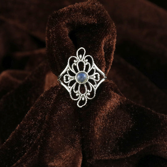 Silver ring labradorite