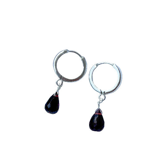 Boucle d'oreille argent grenat 12mm