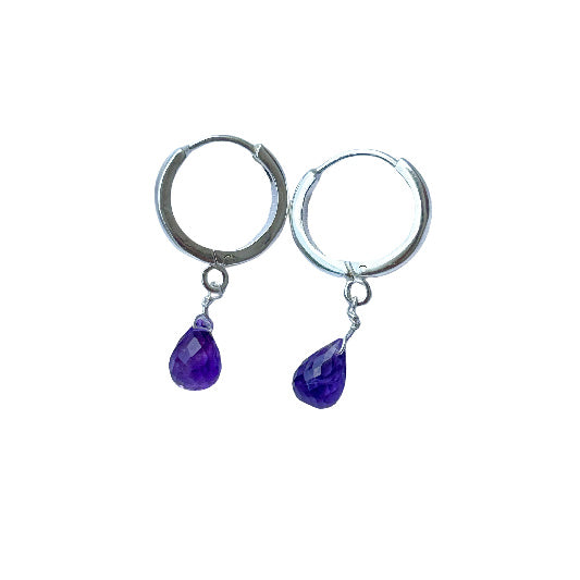 Silver earring iolite 12mm