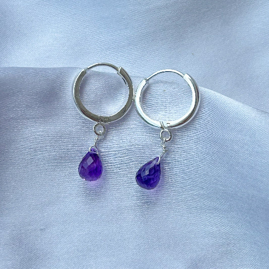 Silver earring iolite 12mm