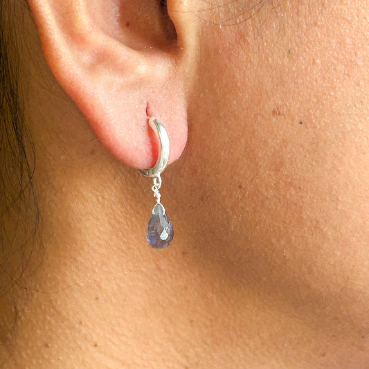Silver earring iolite 12mm