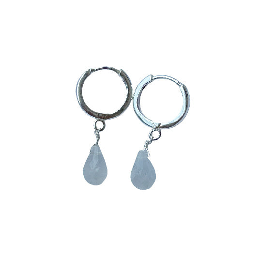 Silver earring moonstone 12 mm