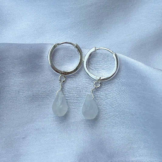 Silver earring moonstone 12 mm