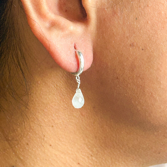 Silver earring moonstone 12 mm