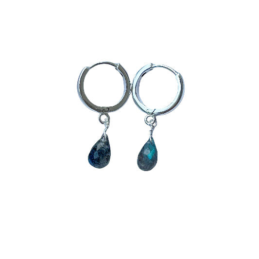 Boucle d'oreille en argent labradorite 12 mm