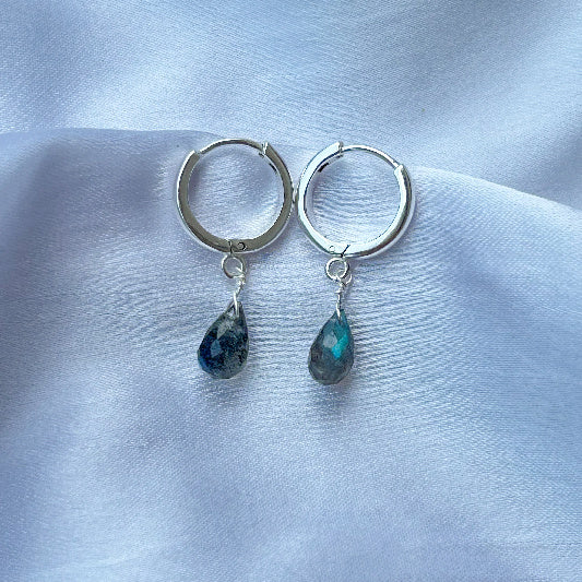 Boucle d'oreille en argent labradorite 12 mm