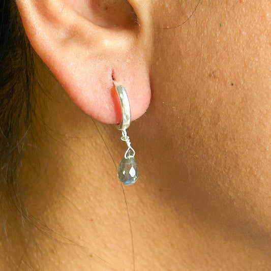 Boucle d'oreille en argent labradorite 12 mm
