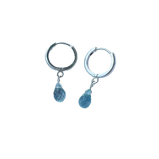 Boucle d'oreille en argent topaze bleue 12 mm