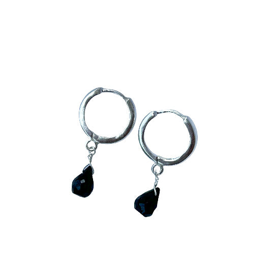 Boucle d'oreille argent onyx noir 12 mm
