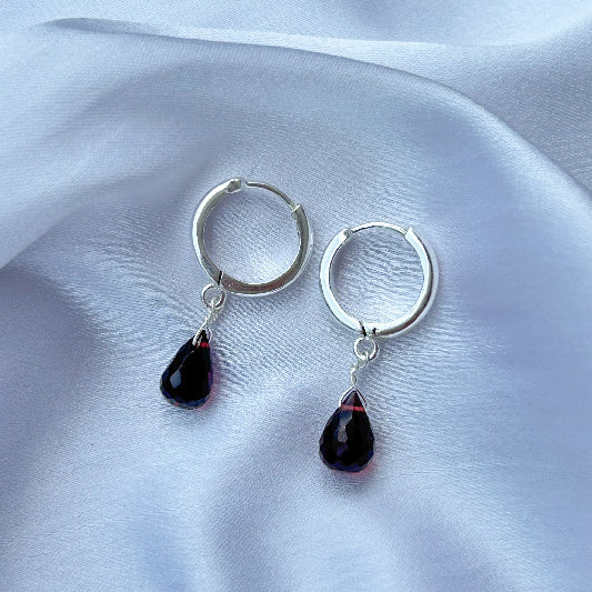 Boucle d'oreille argent onyx noir 12 mm