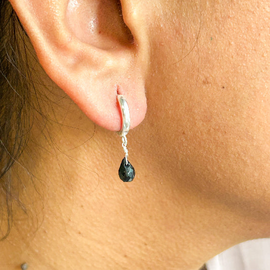 Boucle d'oreille argent onyx noir 12 mm
