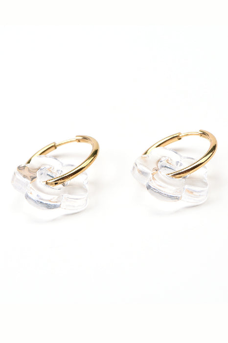 Ohrring Edelstahl / Resin kleine Blume klar