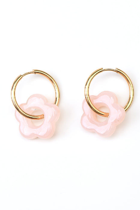 Ohrring Edelstahl / Resin kleine Blume rosa