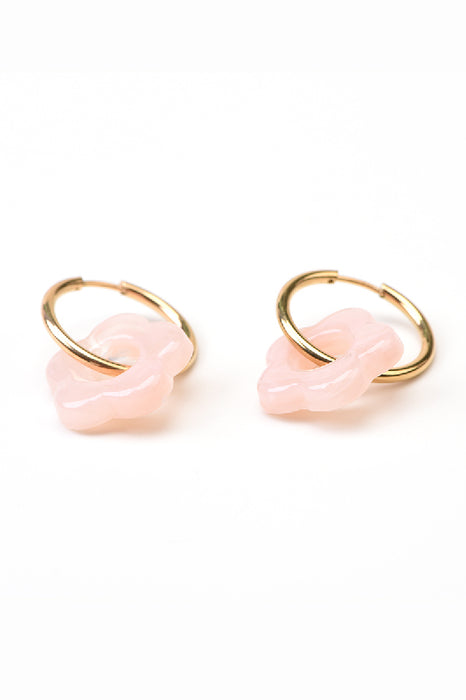 Ohrring Edelstahl / Resin kleine Blume rosa