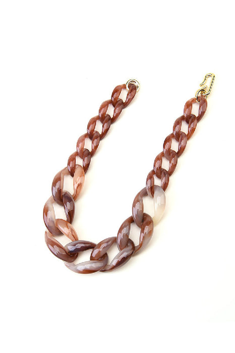 Collier en résine tressée, marron, 50 cm